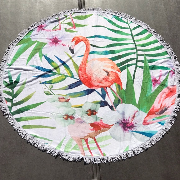 1 LEFT! Tropical Flamingo Terry Cloth Beach Towel - Picture 7 of 7